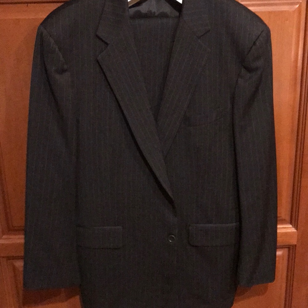 Gray pinstripe Brooks Brothers suit